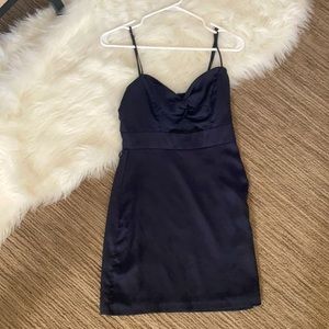 Silk navy mini dress. Great for college formals!